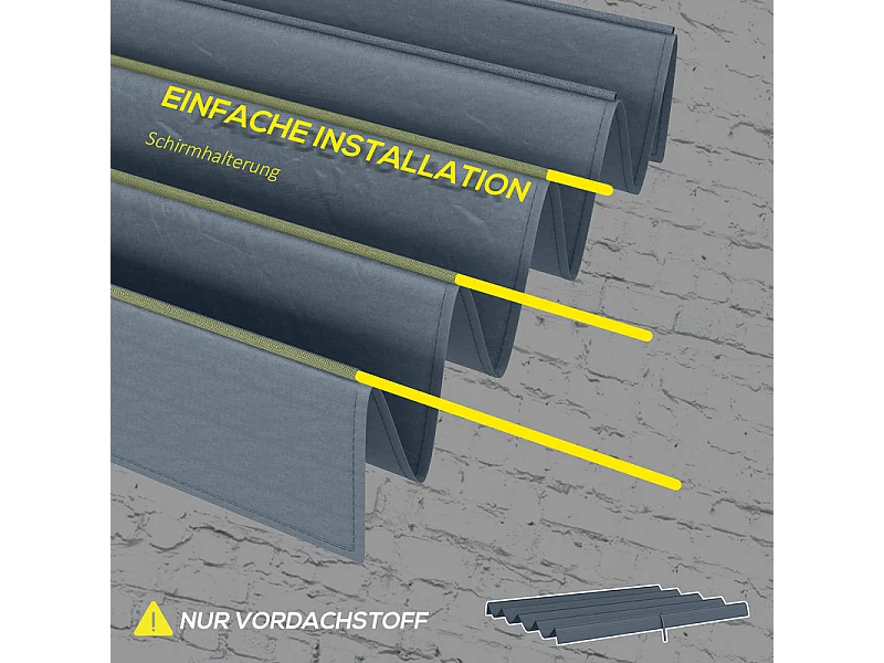 Ersatzdach für Pergola 3 x 2.15m, Ersatzplane, UV30 + Schutz, mit 8 Regenwasserablauföffnungen - Grau