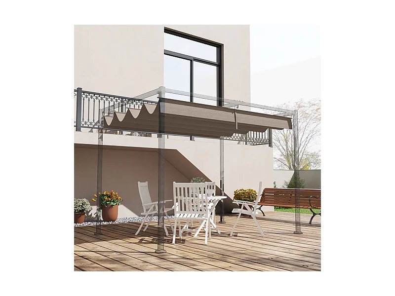 Vervangdak voor pergola 2.85 x 2m, reservezeil, UV30 + bescherming, met 8 regenwaterafvoergaten - Bruin