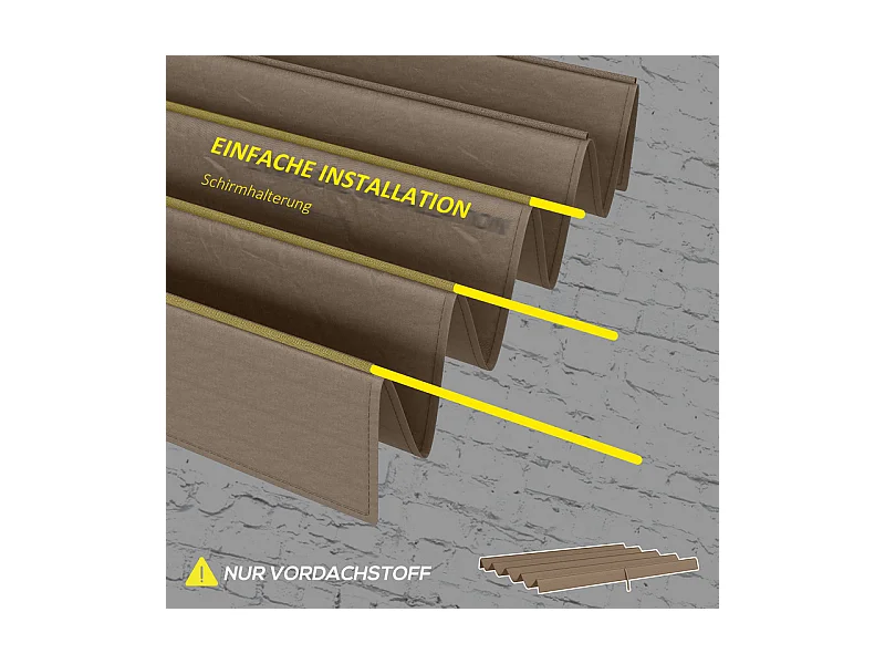 Vervangdak voor pergola 2.85 x 2m, reservezeil, UV30 + bescherming, met 8 regenwaterafvoergaten - Bruin