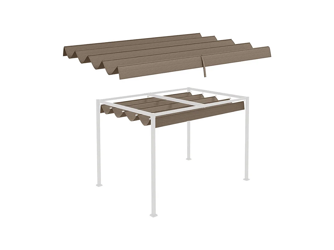 Toit de remplacement pour 2.85 x 2m Pergola, Toile de rechange, UV30 + Protection, avec 8 trous de drain de pluie - Marron