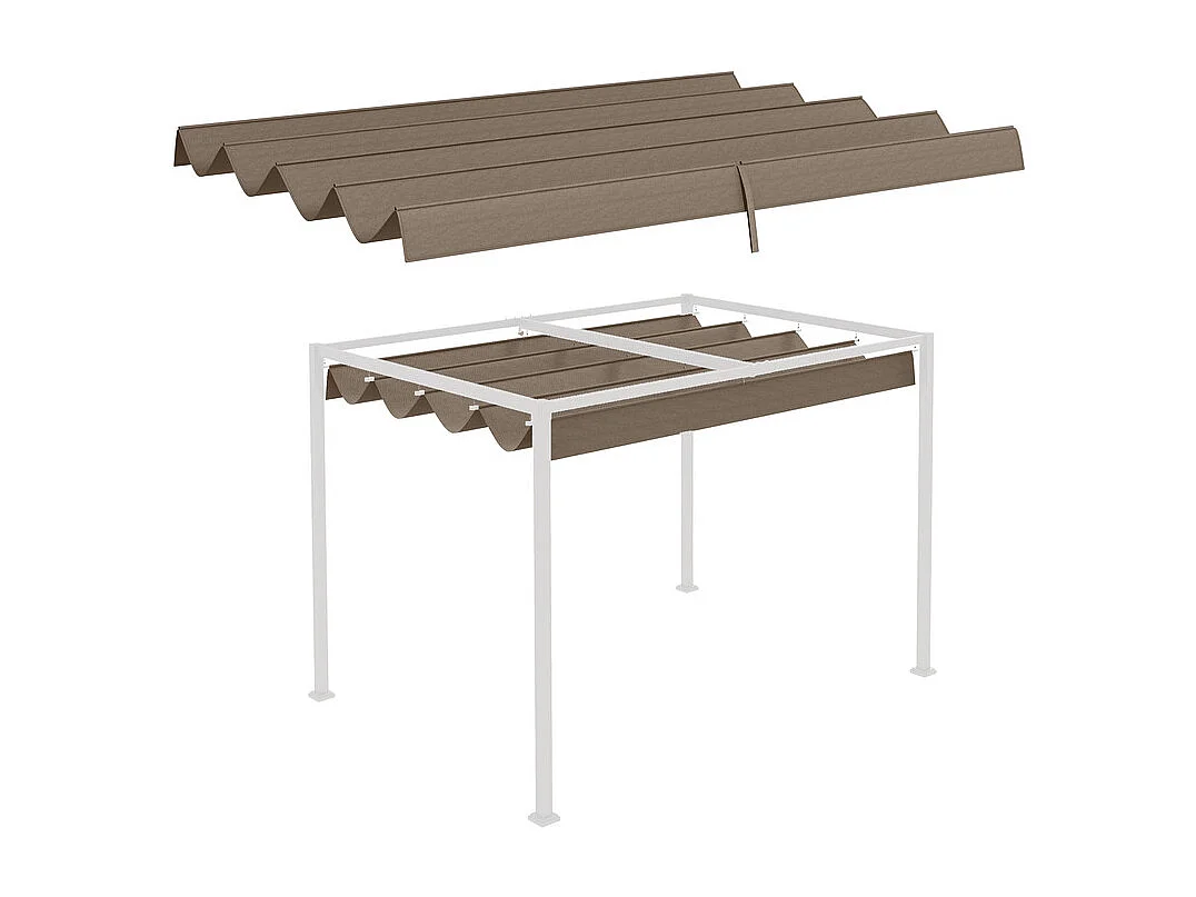 Toit de remplacement pour 2.85 x 2m Pergola, Toile de rechange, UV30 + Protection, avec 8 trous de drain de pluie - Marron