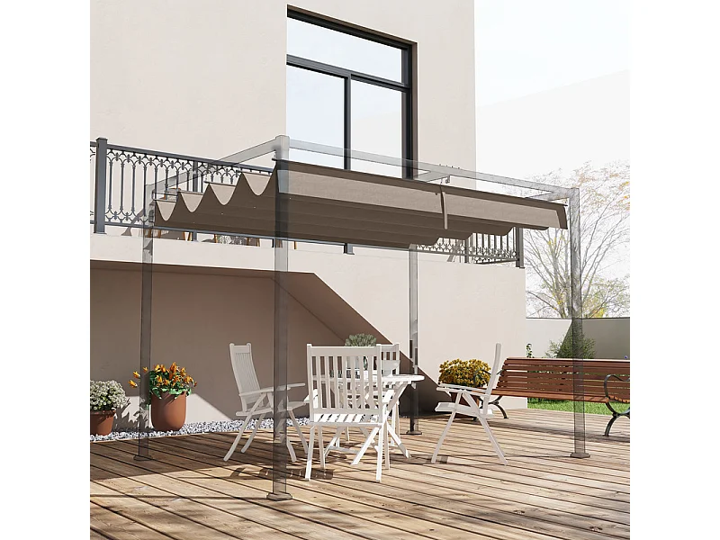 Toit de remplacement pour 2.85 x 2m Pergola, Toile de rechange, UV30 + Protection, avec 8 trous de drain de pluie - Marron
