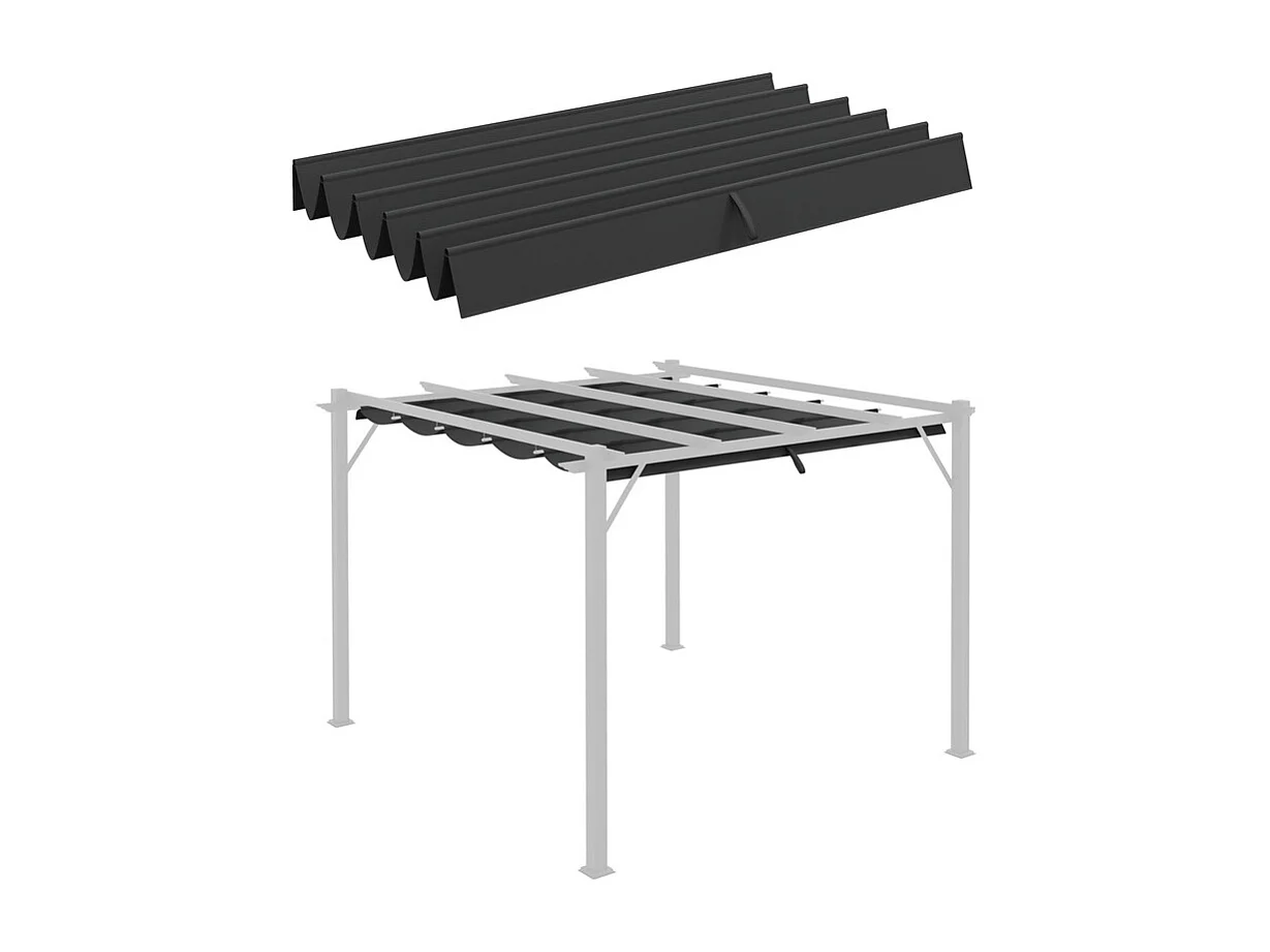 Tetto di ricambio per pergola 3x3m, telo di ricambio, con 10 fori di drenaggio pioggia, poliestere 180 g/m² - Grigio