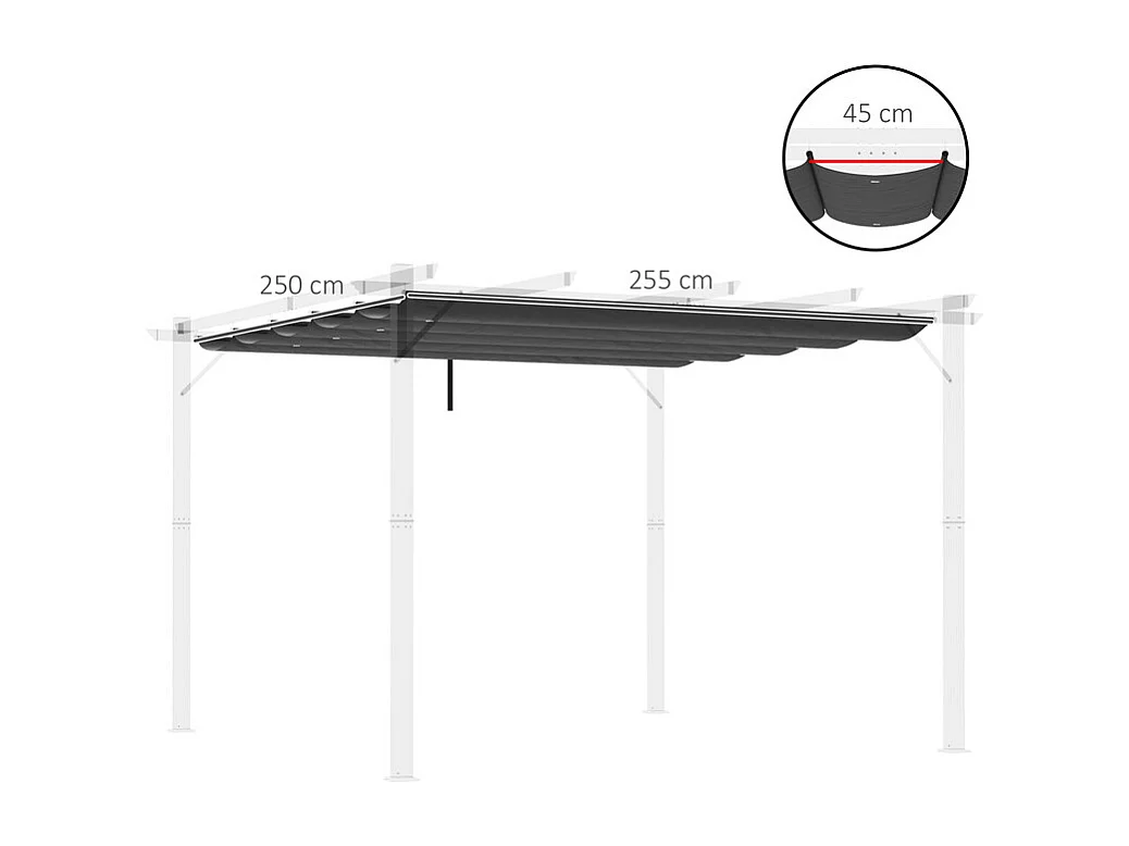 Tetto di ricambio per pergola 3x3m, telo di ricambio, con 10 fori di drenaggio pioggia, poliestere 180 g/m² - Grigio