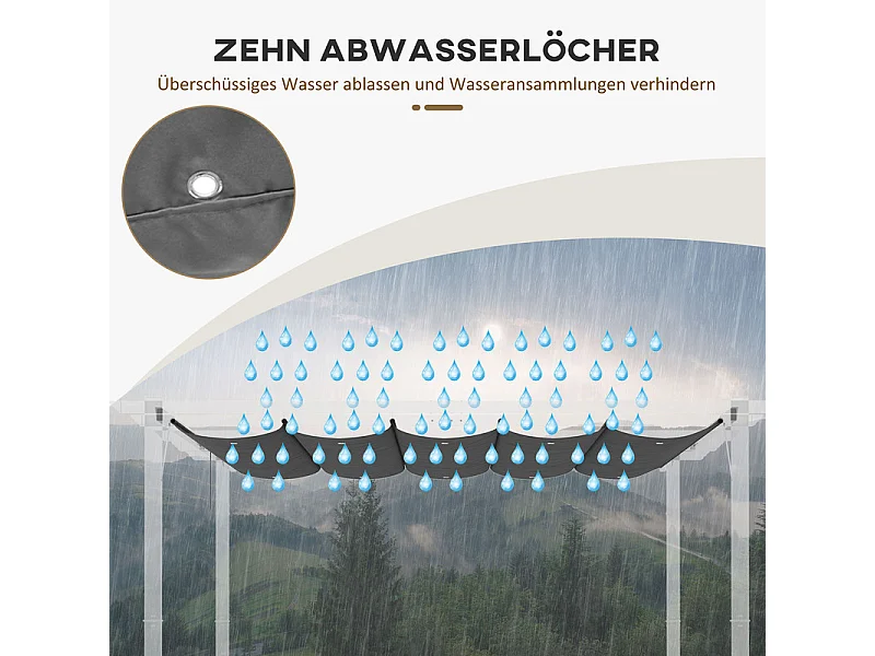 Tetto di ricambio per pergola 3x3m, telo di ricambio, con 10 fori di drenaggio pioggia, poliestere 180 g/m² - Grigio