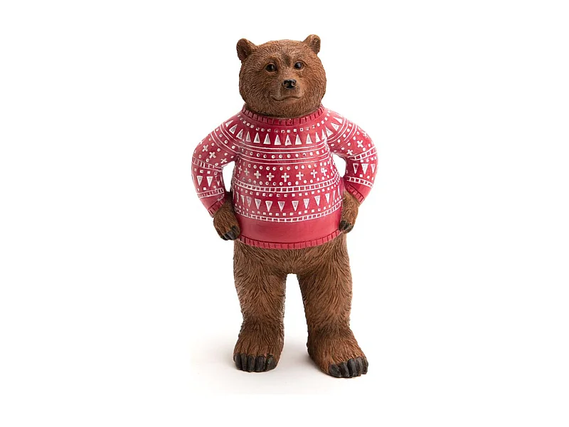 Ours pull Jacquard rouge