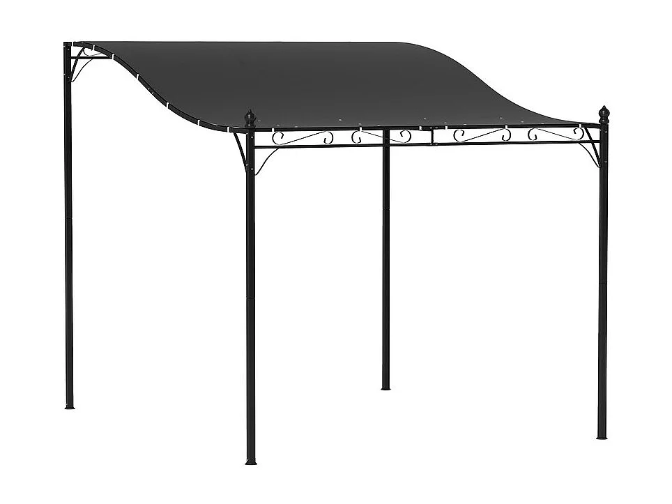 Pergola murale avec 16 trous de drainage et toile polyester haute densité 180 g/m² - 248x298x200/250Hcm