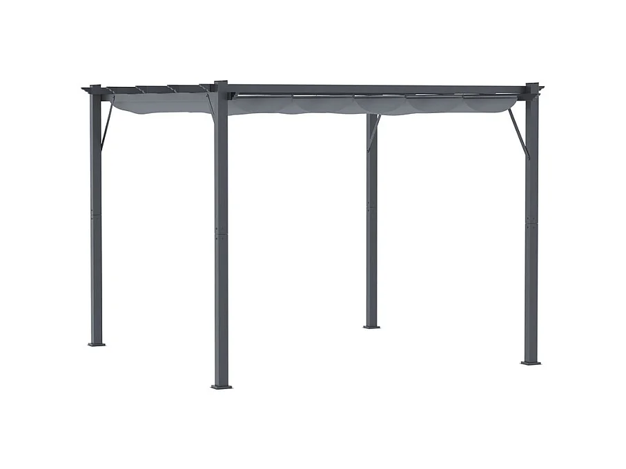 Pergola rétractable 3 x 3 x 2.23 m - structure aluminium - toile polyester haute densité - Gris