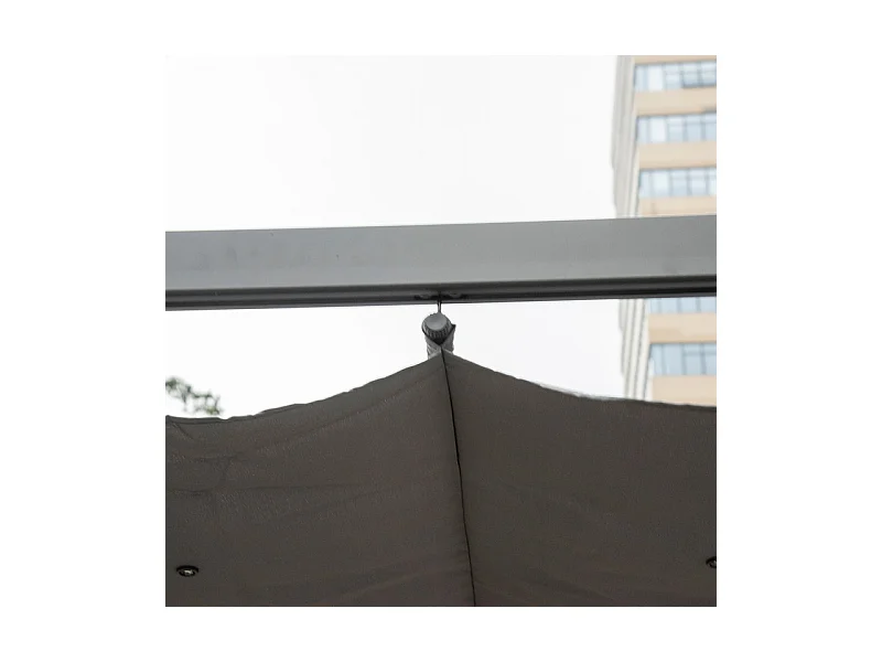 Pergola rétractable 3 x 3 x 2.23 m - structure aluminium - toile polyester haute densité - Gris
