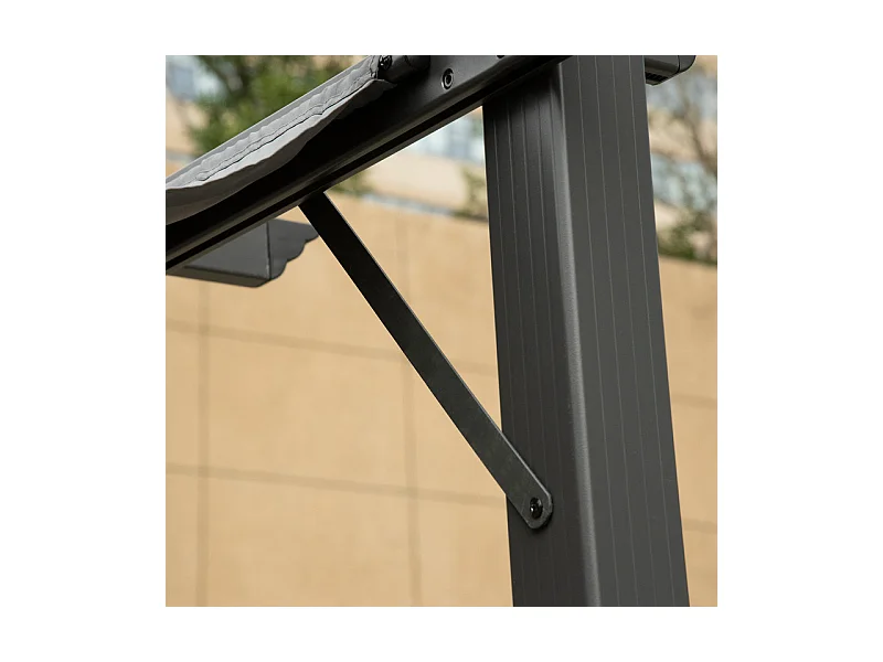 Pergola rétractable 3 x 3 x 2.23 m - structure aluminium - toile polyester haute densité - Gris