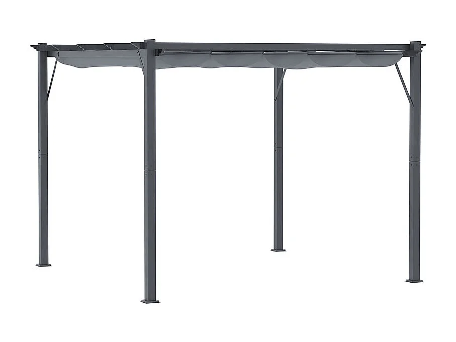 Pergola rétractable 3 x 3 x 2.23 m - structure aluminium - toile polyester haute densité - Gris