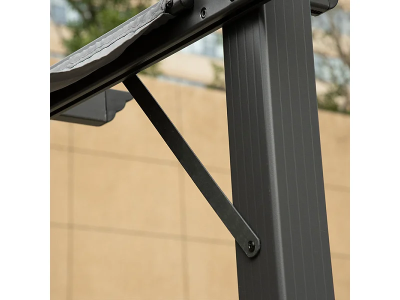 Pergola rétractable 3 x 3 x 2.23 m - structure aluminium - toile polyester haute densité - Gris