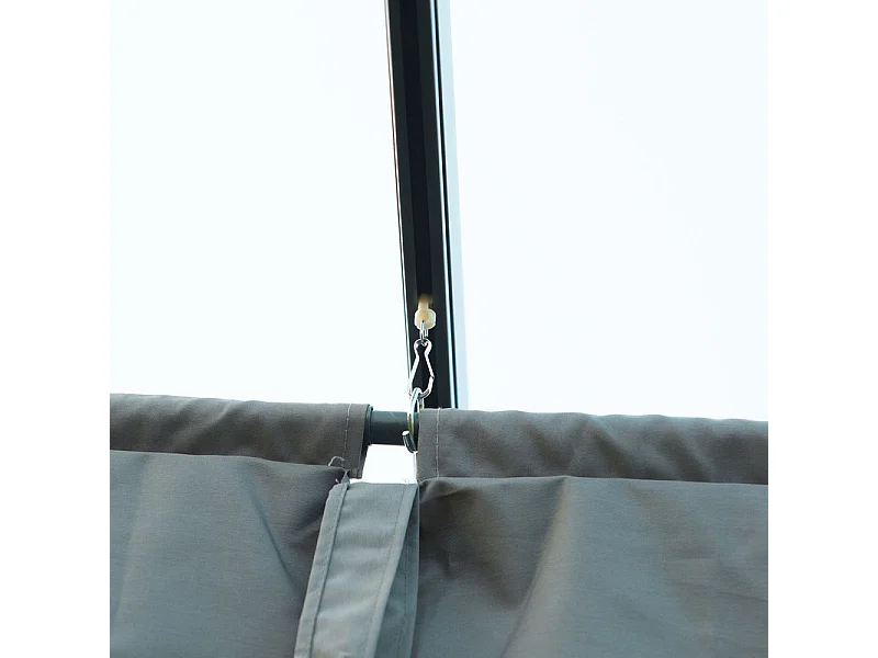 Zelfdragende pergola van metaal 298 x 213 x 221 cm, met openend dak - schuifbaar zeil - Grijs