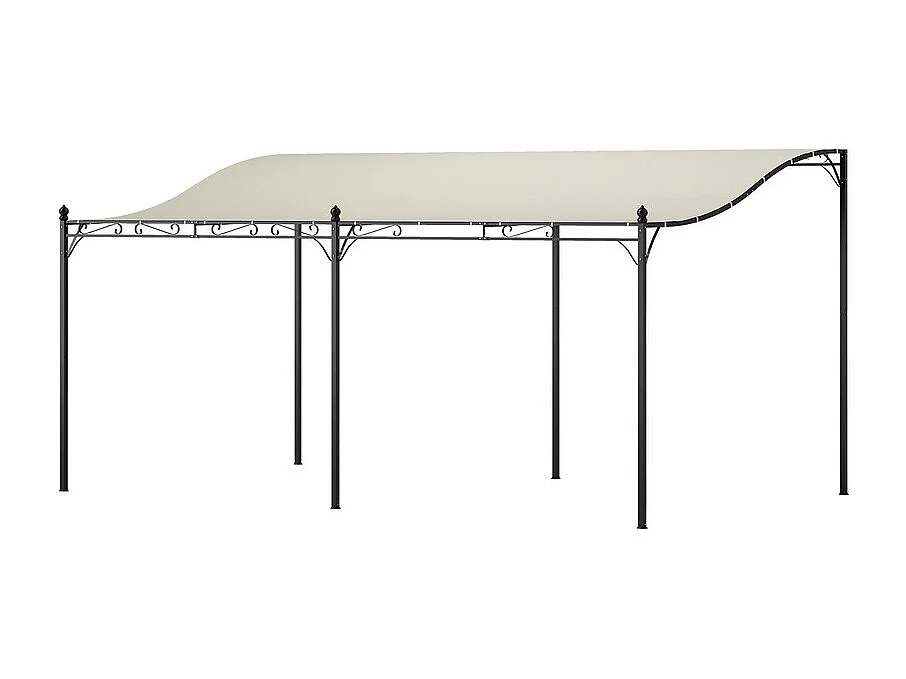 Tonnelle/Pergola mural en métal 3 x 5 x 2,5 m, avec toile polyester haute densité 180 g/m² et 32 trous de drainage