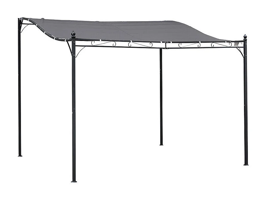 Pergola murale in metallo 297 x 297 x 250 cm - con 16 fori di drenaggio e telo in poliestere ad alta densità - Grigio