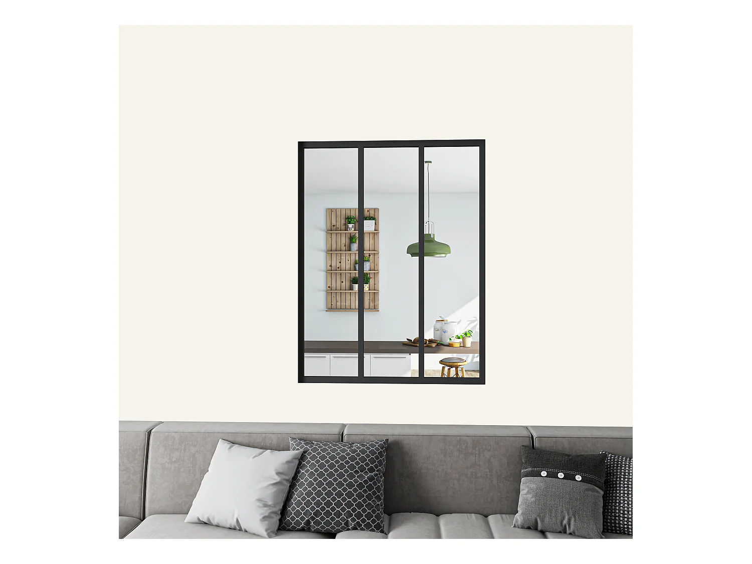 Verrière atelier en aluminium thermolaqué et 4mm verre trempé - L.93 x H.108 cm - Noir - Luminosité Maximale