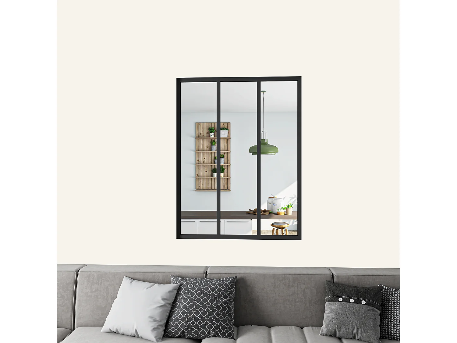 Verrière atelier en aluminium thermolaqué et 4mm verre trempé - L.93 x H.108 cm - Noir - Luminosité Maximale