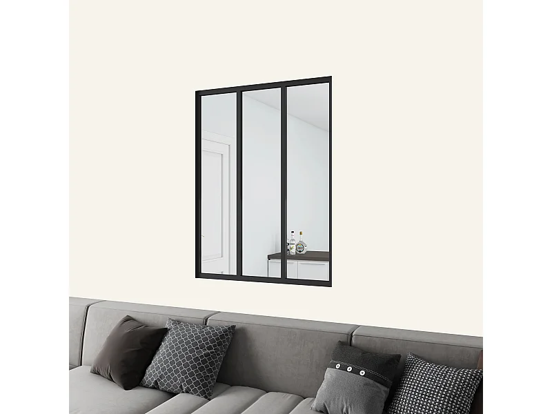 Werkplaatsoverkapping van gepoedercoat aluminium en 4 mm gehard glas - L. 93 x H. 108 cm - Zwart - Maximale helderheid