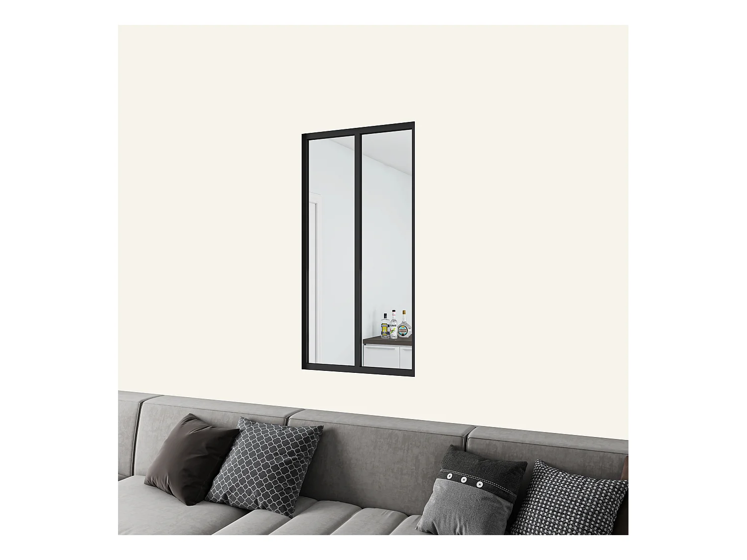 Verrière atelier en aluminium thermolaqué et 4mm verre trempé - L.63 x H.108 cm - Noir - Luminosité Maximale