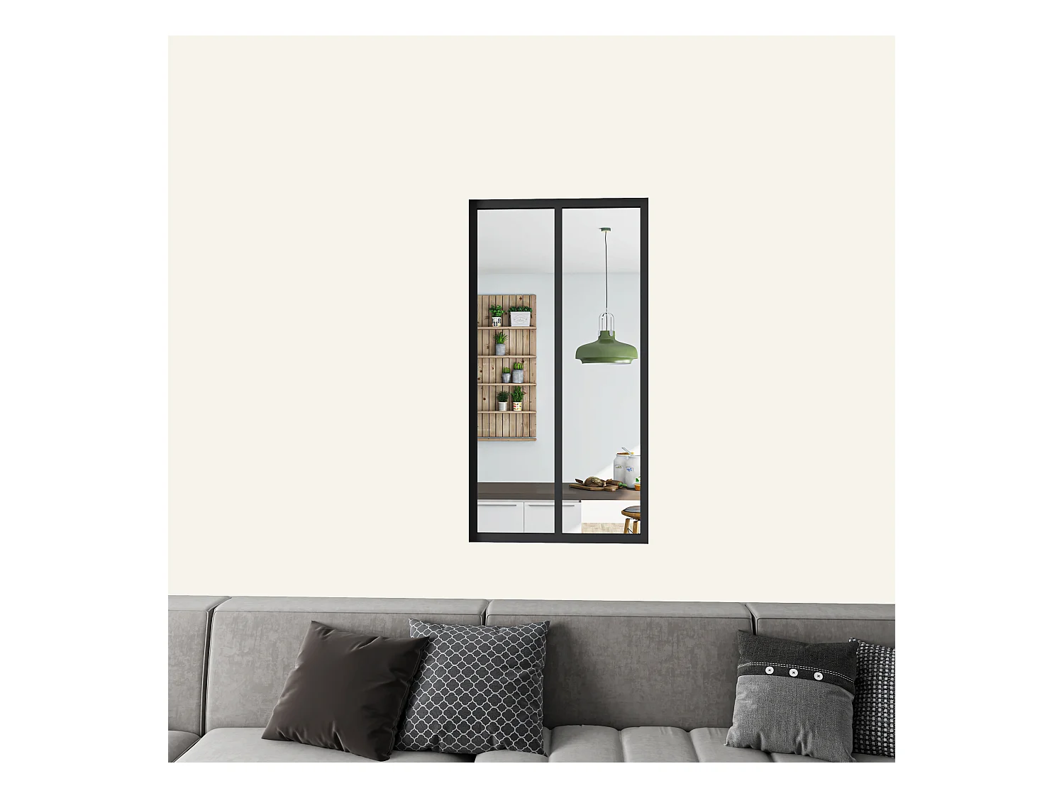 Verrière atelier en aluminium thermolaqué et 4mm verre trempé - L.63 x H.108 cm - Noir - Luminosité Maximale