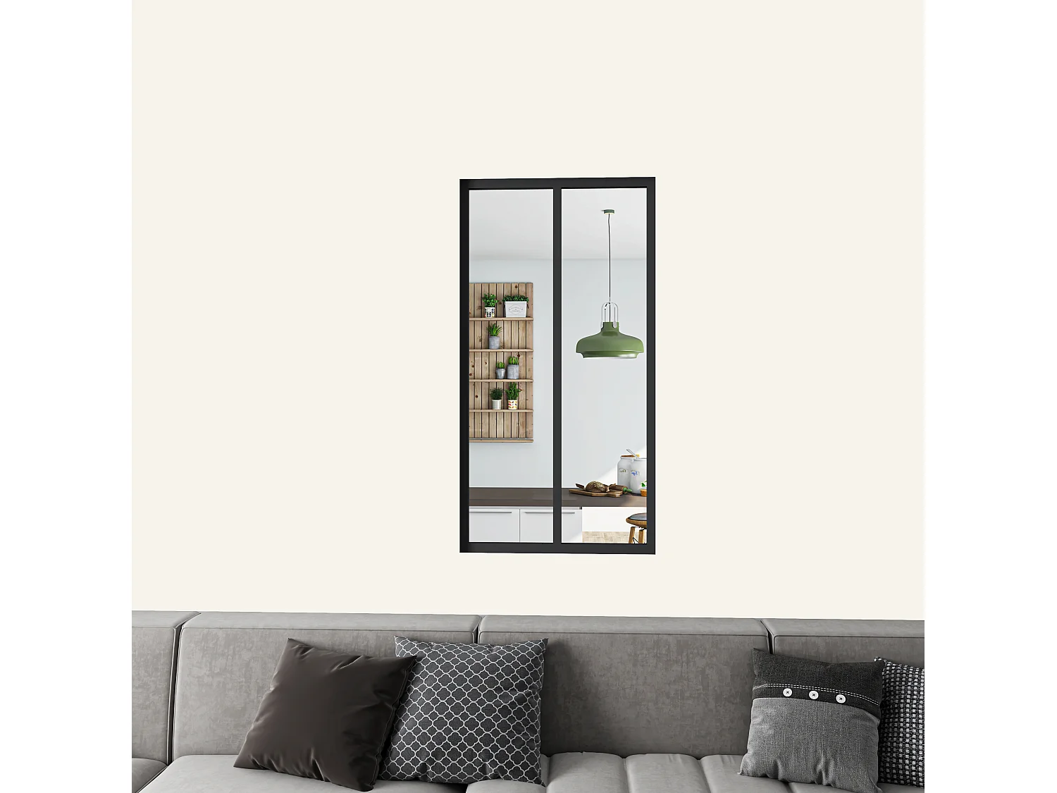 Verrière atelier en aluminium thermolaqué et 4mm verre trempé - L.63 x H.108 cm - Noir - Luminosité Maximale