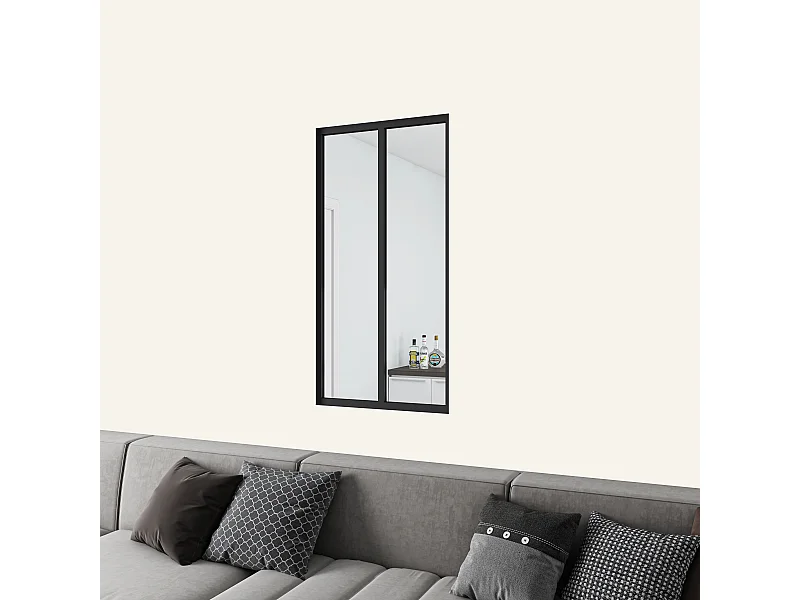 Werkplaatsoverkapping van gepoedercoat aluminium en 4 mm gehard glas - L. 63 x H. 108 cm - Zwart - Maximale helderheid