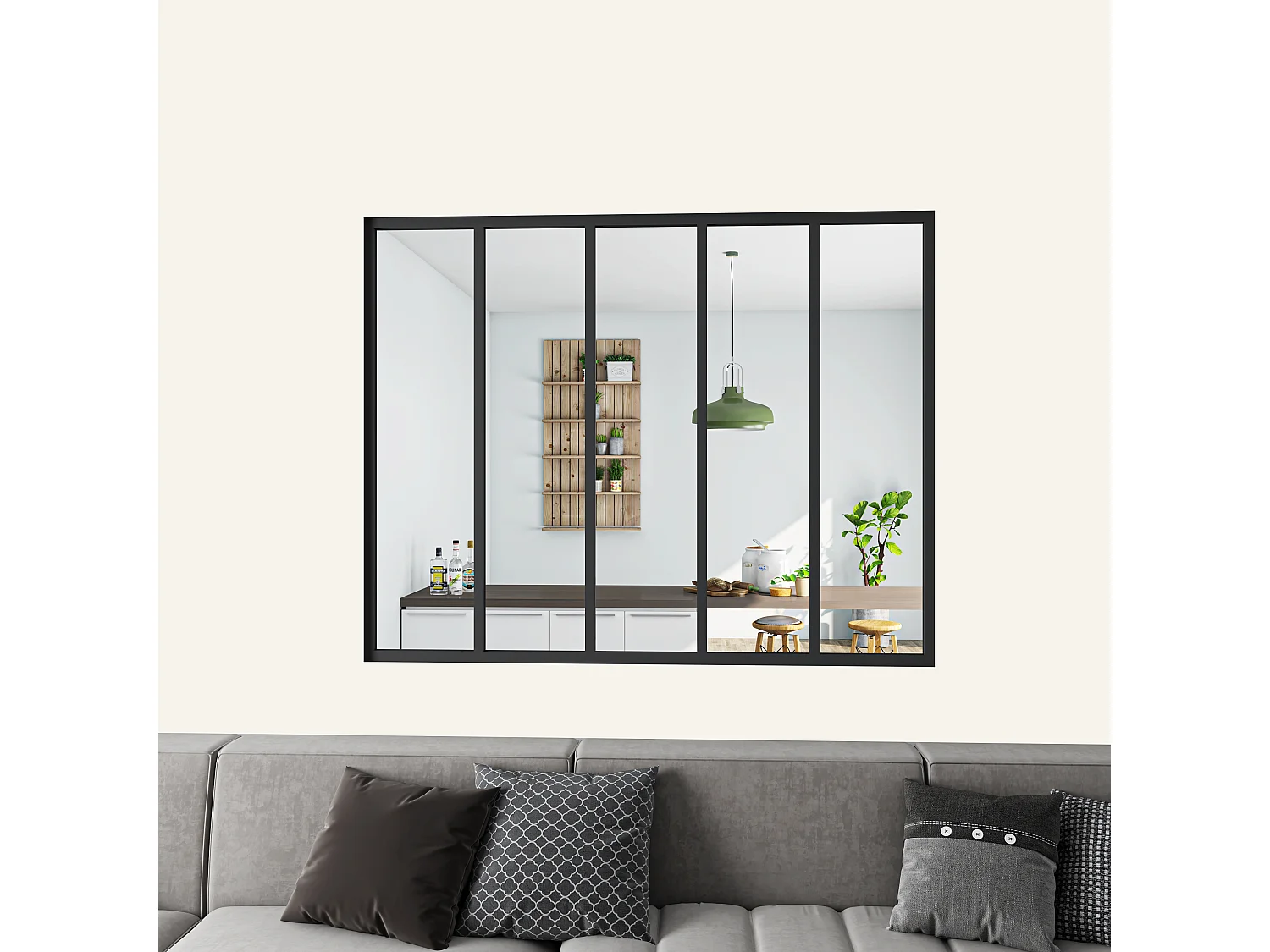 Verrière atelier en aluminium thermolaqué et 4mm verre trempé - L.153 x H.108 cm - Noir - Luminosité Maximale