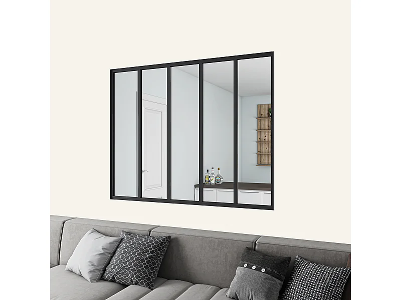 Werkplaatsoverkapping van gepoedercoat aluminium en 4 mm gehard glas - L. 153 x H. 108 cm - Zwart - Maximale helderheid