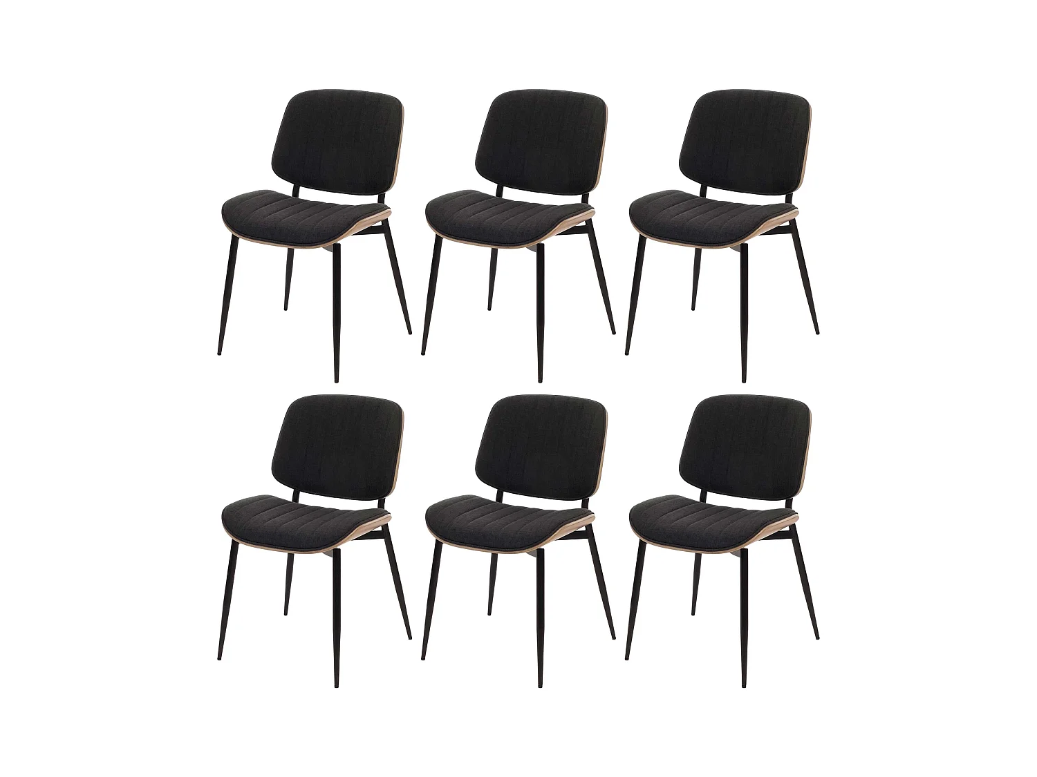 Chaise de salle à manger MCW-O44 (lot de 6),  naturel, gris foncé