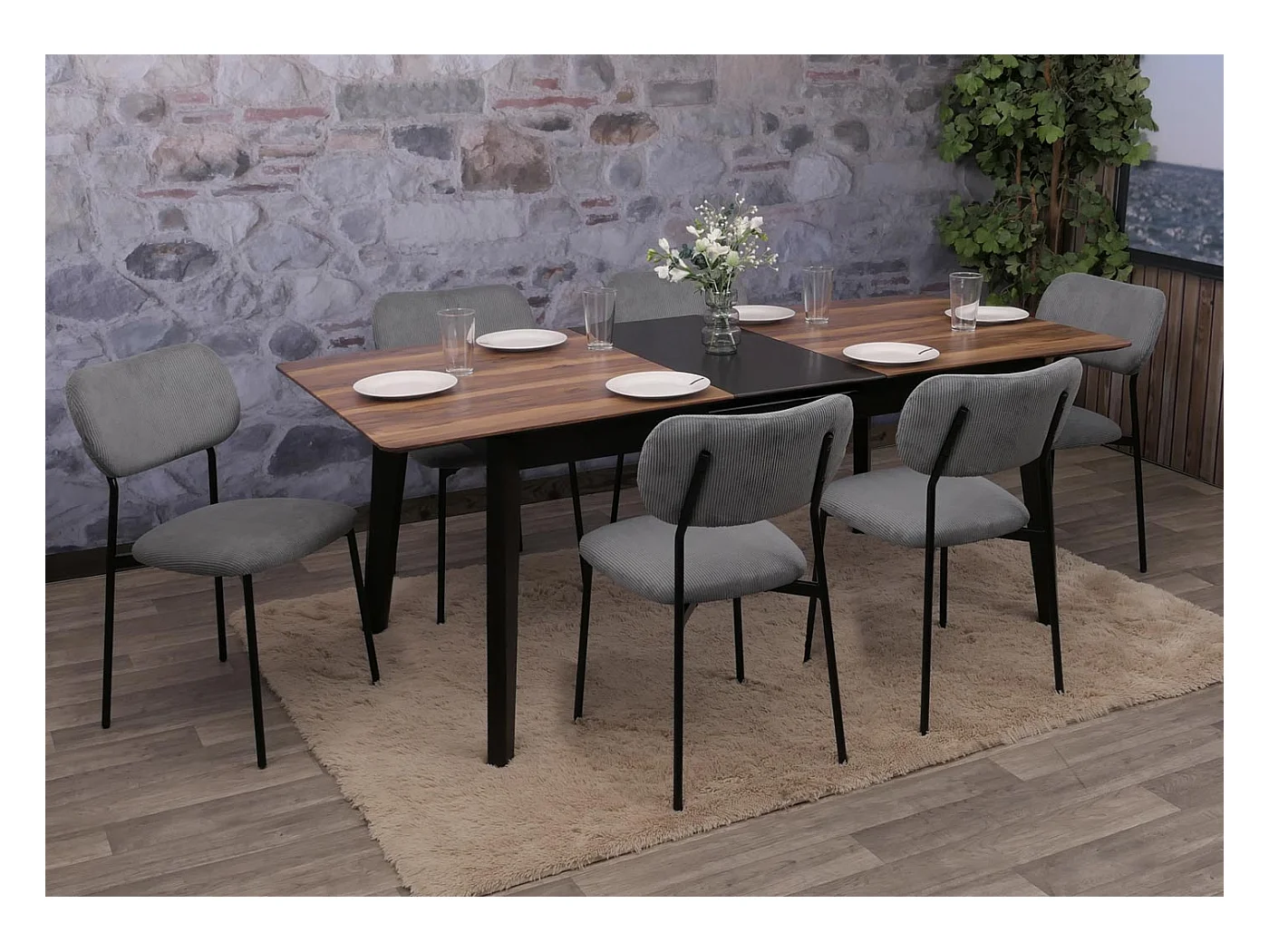 Chaise de salle à manger MCW-O26 (lot de 6),  gris foncé