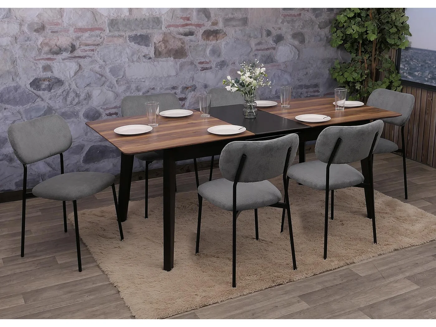 Chaise de salle à manger MCW-O26 (lot de 6),  gris foncé