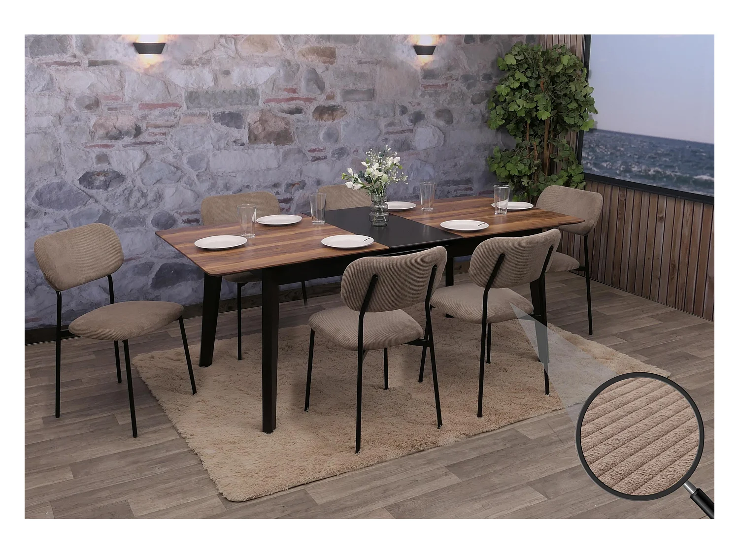 Chaise de salle à manger MCW-O26 (lot de 6),  taupe