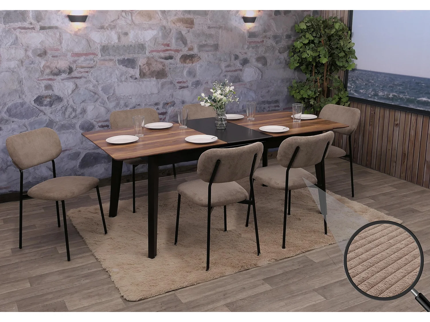 Eetkamerstoel MCW-O26 (set van 6),  taupe