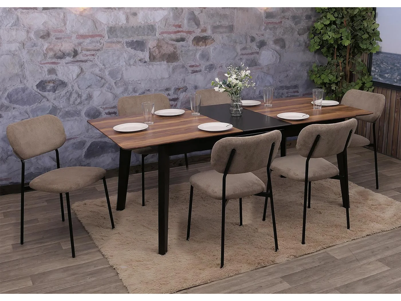 Eetkamerstoel MCW-O26 (set van 6),  taupe