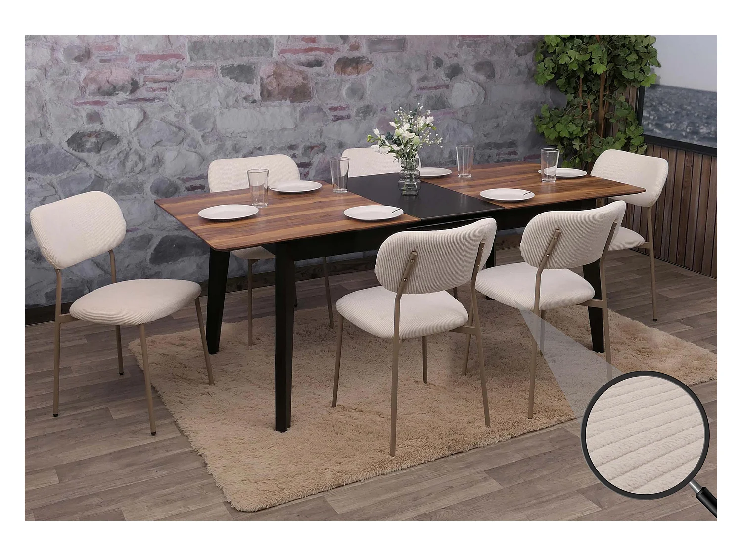 Esszimmerstuhl MCW-O26 (6er-Set), Beige