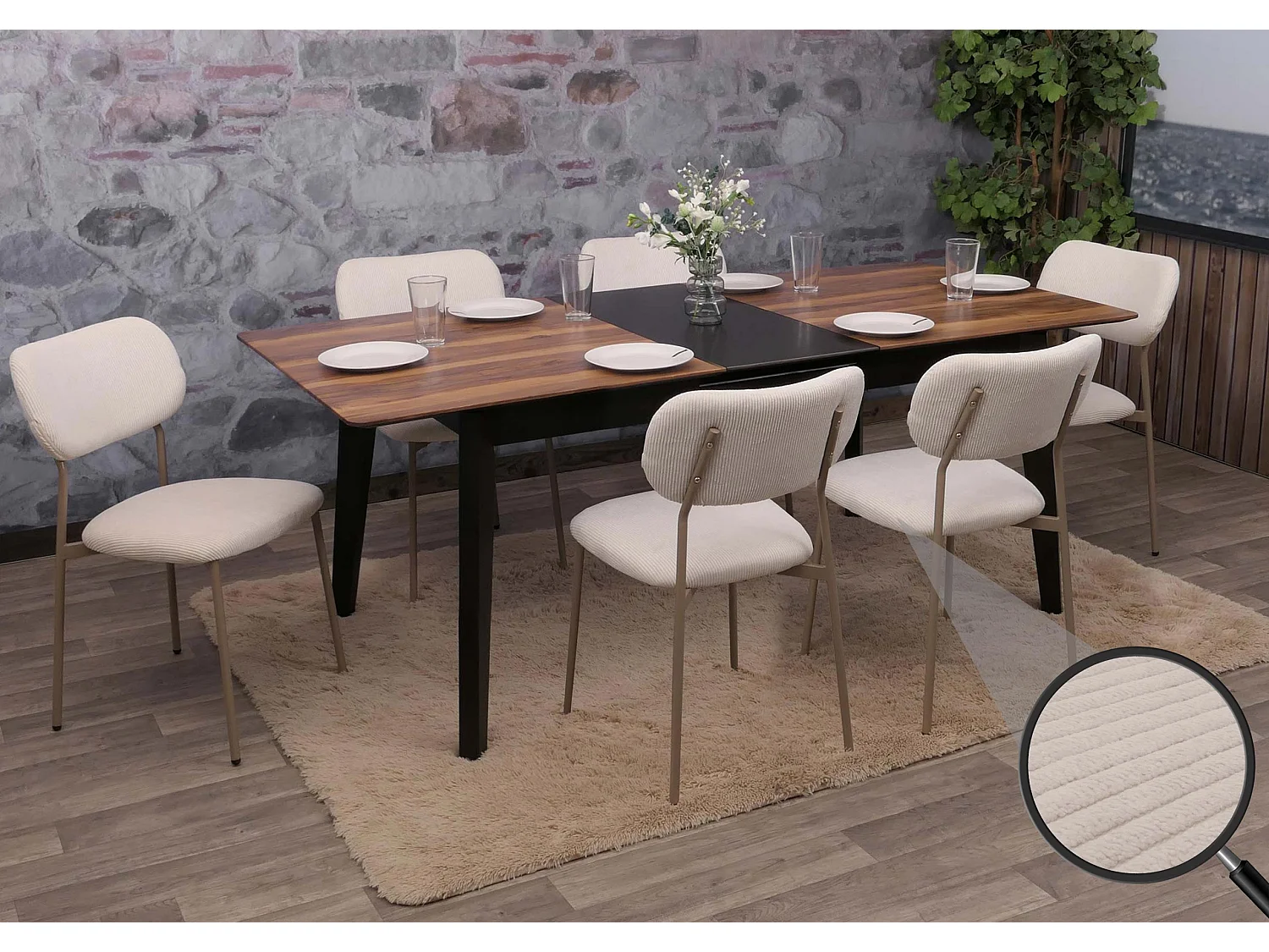 Chaise de salle à manger MCW-O26 (lot de 6),  beige