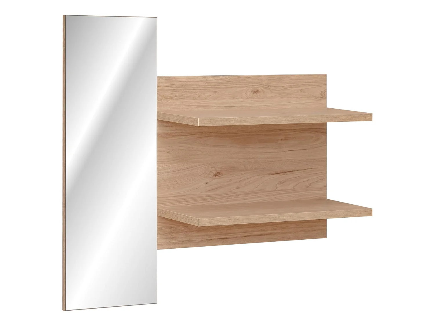 Mensola moderna rovere con 2 ripiani e specchio 90x90 MMP8