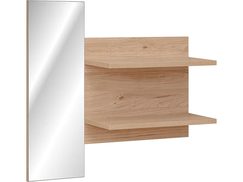 Mensola moderna rovere con 2 ripiani e specchio 90x90 MMP8