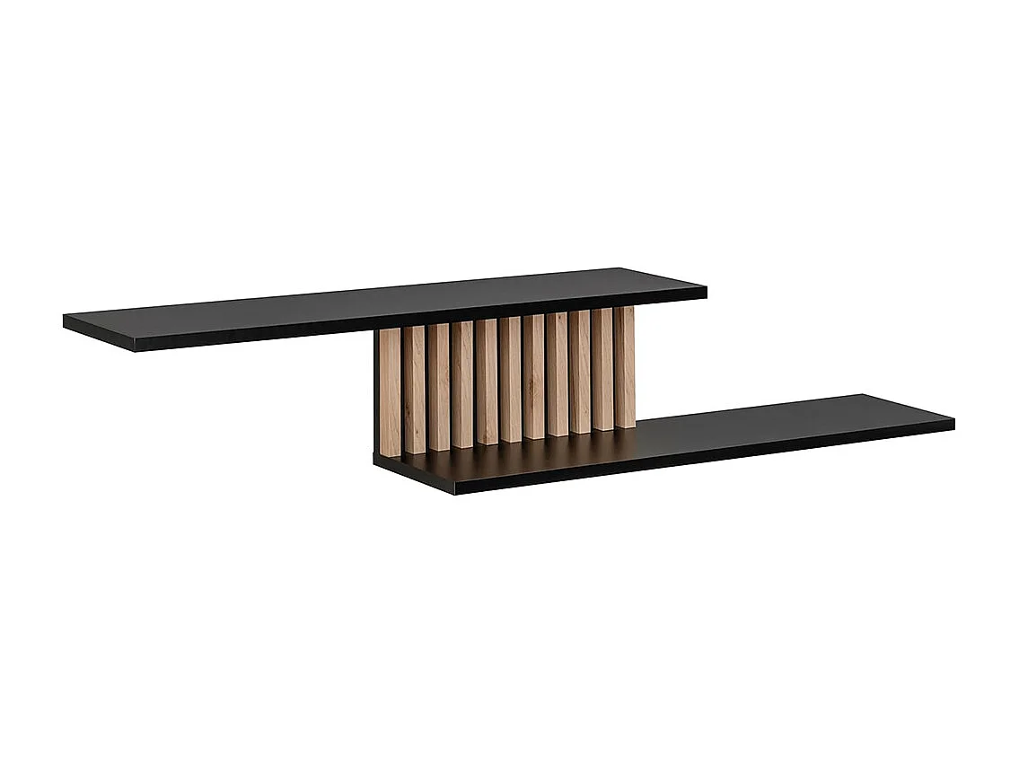 Mensola moderna con due ripiani nera e rovere 160x30 MMP7