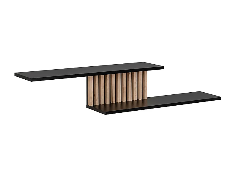 Mensola moderna con due ripiani nera e rovere 160x30 MMP7