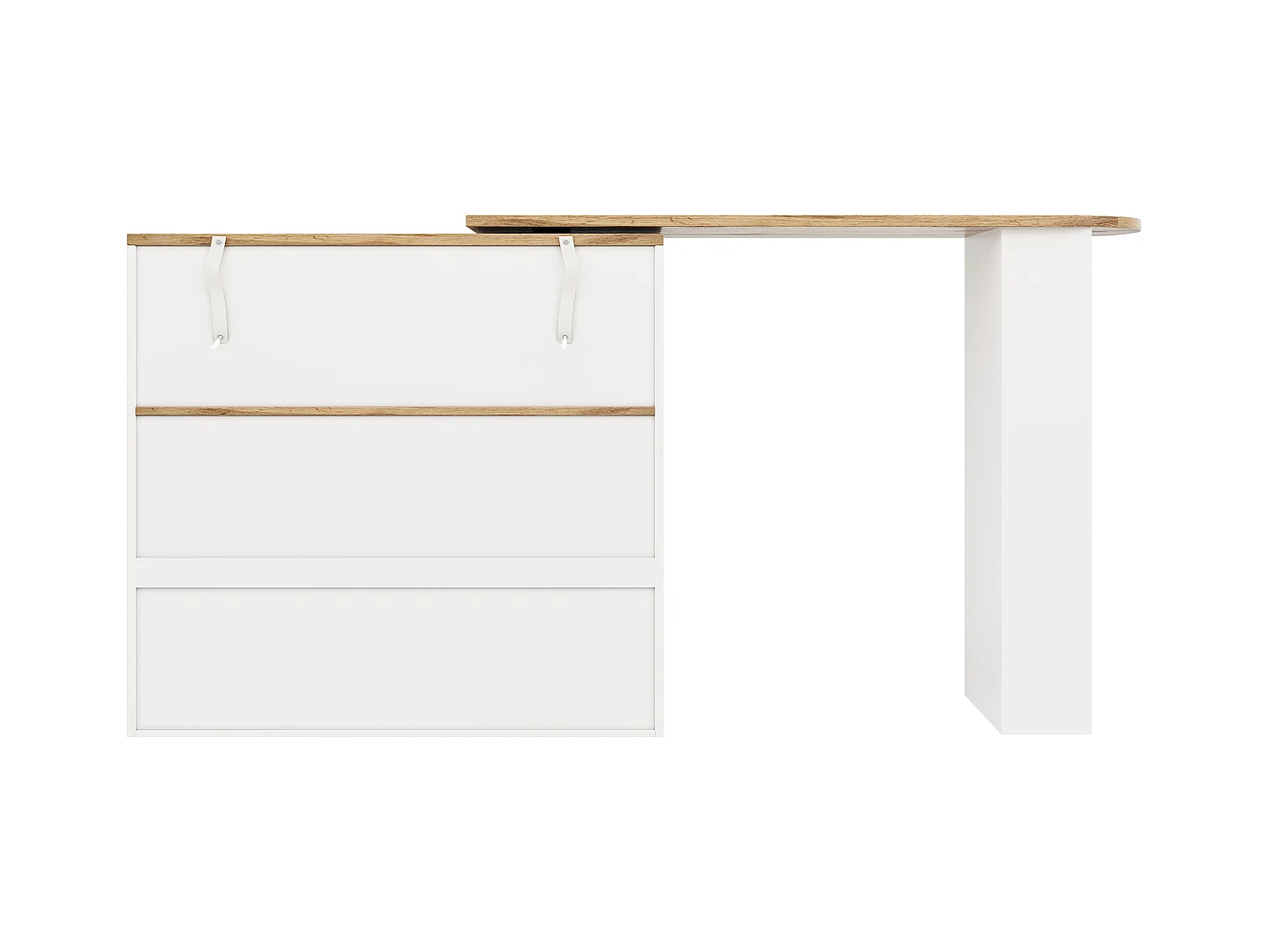 Buffet de cuisine avec plateau 360°pivotant, 4 tiroirs et 1 niche, blanc - 204x39x104cm