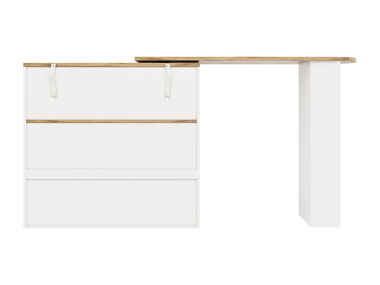 Credenza da cucina con piano girevole a 360°, 4 cassetti e 1 nicchia, bianca - 204x39x104cm