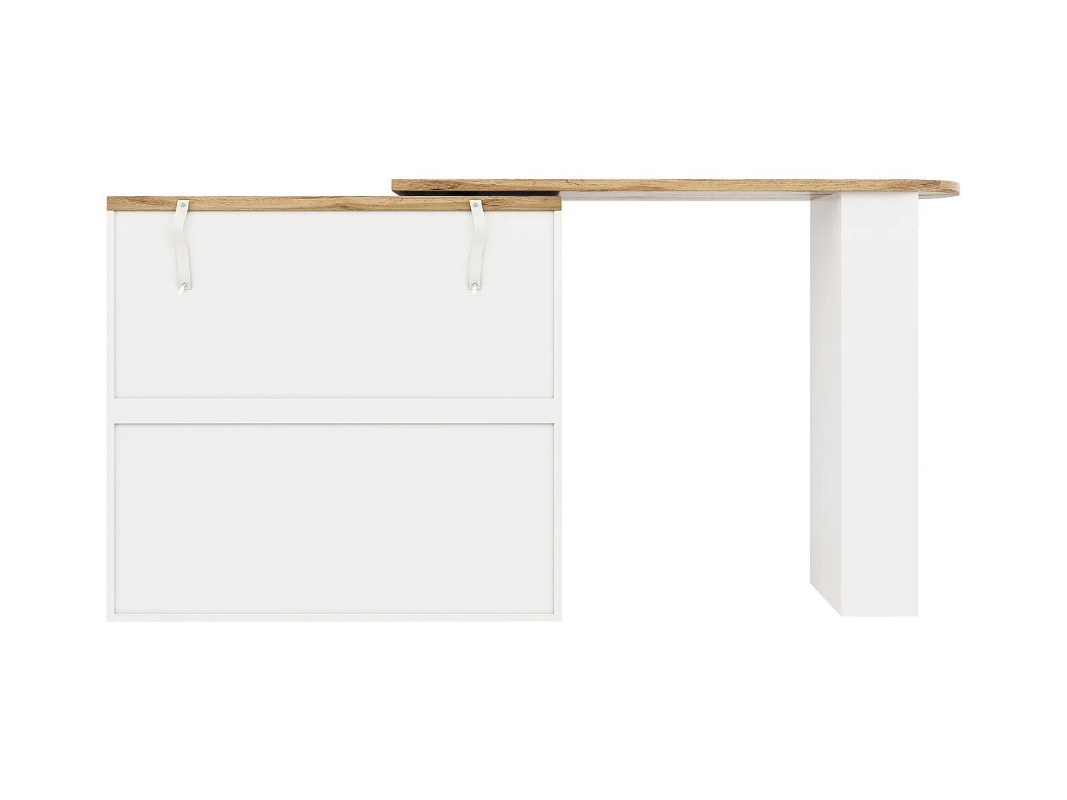 Buffet de cuisine avec plateau 360°pivotant, 2 tiroirs, 1 porte et 2 niches, blanc - 204x39x104cm