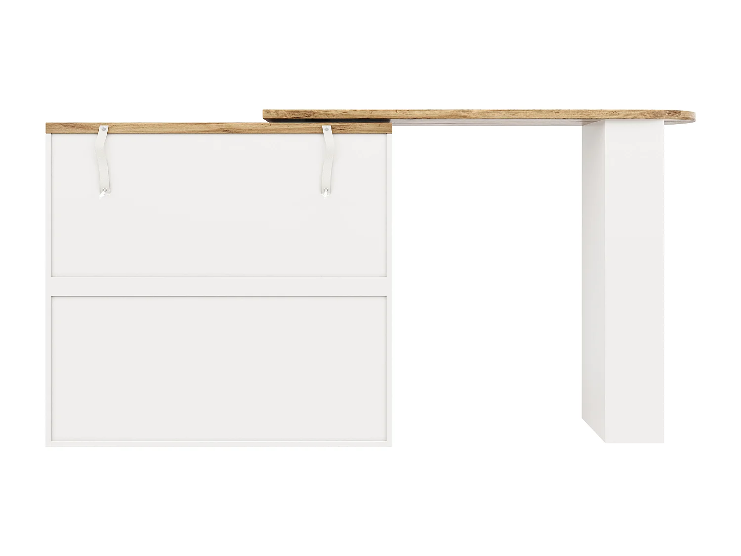 Buffet de cuisine avec plateau 360°pivotant, 2 tiroirs, 1 porte et 2 niches, blanc - 204x39x104cm
