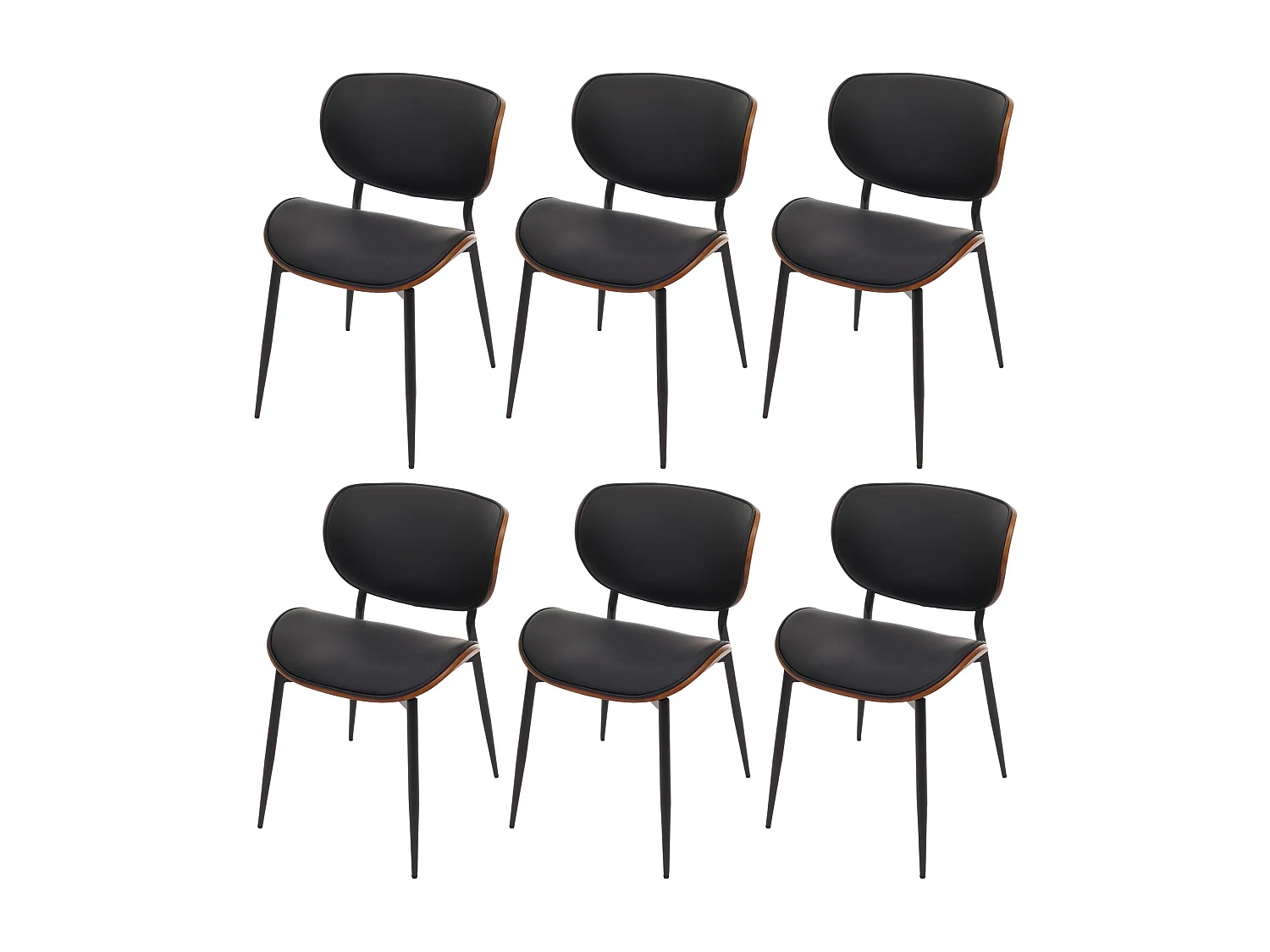 Chaise de salle à manger MCW-O45 (lot de 6),  aspect noyer, noir