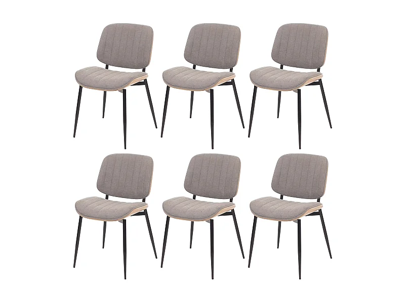 Silla de comedor MCW-O44 (juego de 6),  natural, gris claro