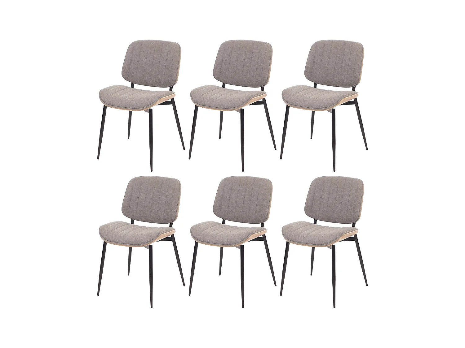 Chaise de salle à manger MCW-O44 (lot de 6),  naturel, gris clair