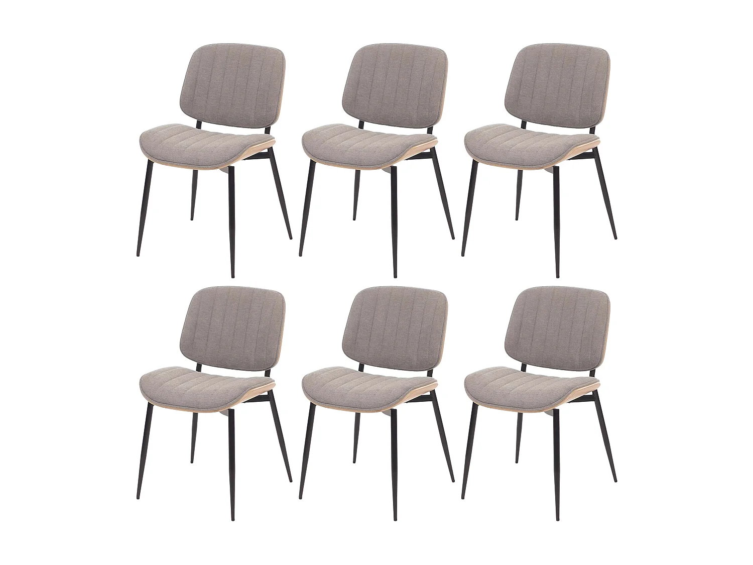 Chaise de salle à manger MCW-O44 (lot de 6),  naturel, gris clair