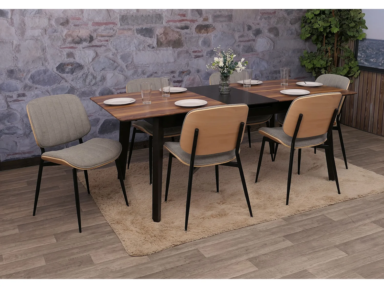 Chaise de salle à manger MCW-O44 (lot de 6),  naturel, gris clair