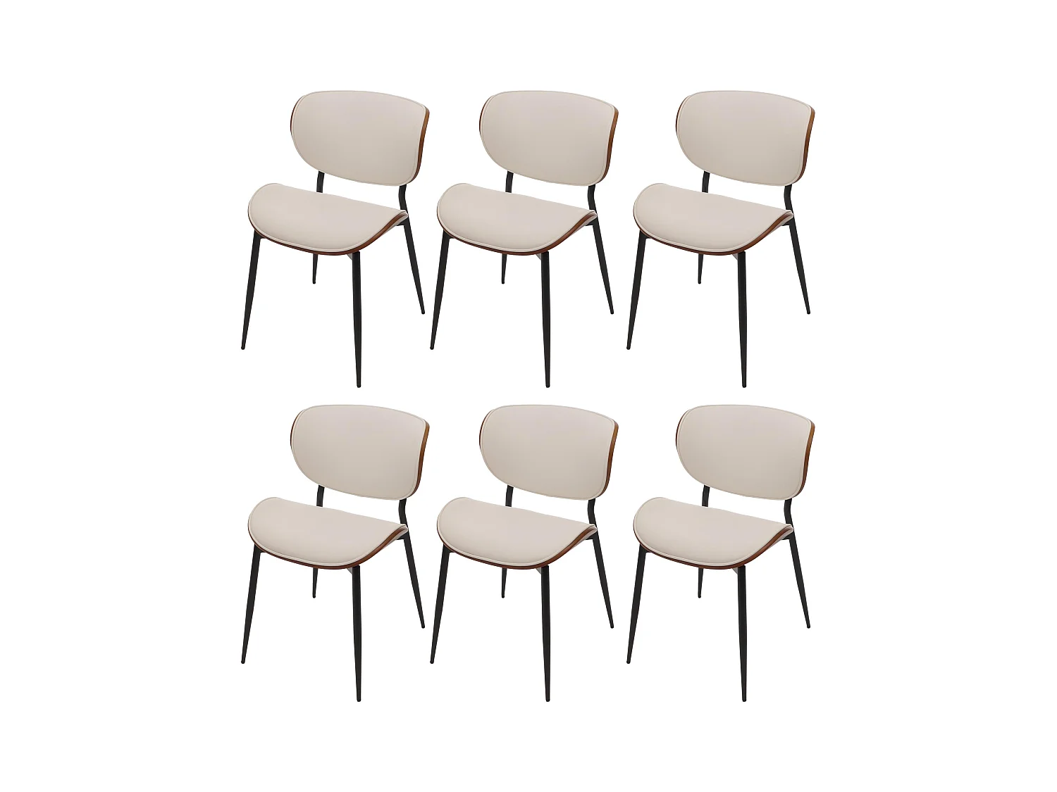 Set di 6 sedie da pranzo MCW-O45, sedia, ecopelle in legno curvato 280g/m² Oeko-Tex MVG ~ color noce, bianco